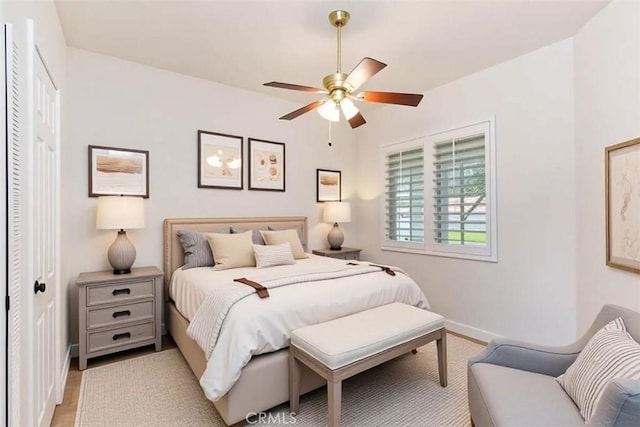 875 Eastlake Rd, Beaumont, CA 92223 - bedroom with a closet, light wood-style flooring, and ceiling fan