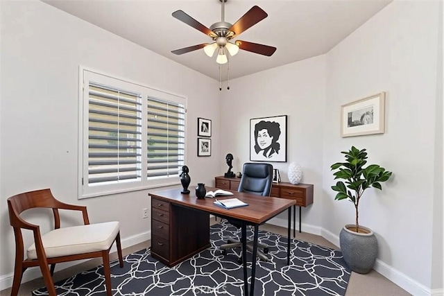 875 Eastlake Rd, Beaumont, CA 92223 - carpeted office space featuring a ceiling fan and baseboards