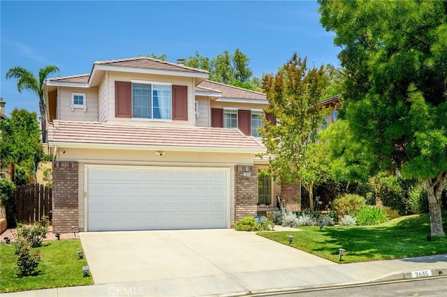 2635 Sunshine Valley Ct, Simi Valley, CA 93063 - view of front of house featuring a garage, brick siding, and concrete driveway