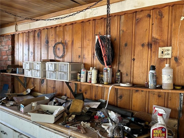 13923 Meadow Ln, Lytle Creek, CA 92358 - miscellaneous room featuring wooden ceiling and wooden walls