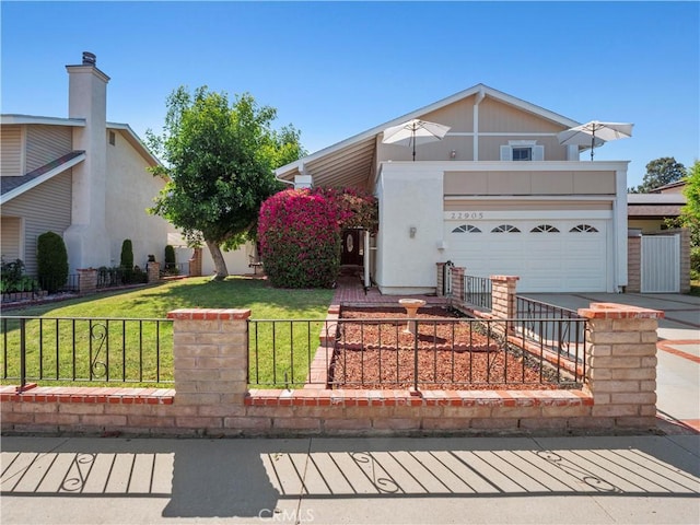 22905 Las Mananitas Dr, Valencia, CA 91354 - mid-century modern home featuring a fenced front yard, driveway, and a garage