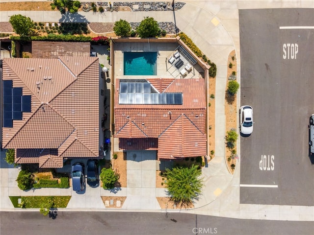4360 Rima Dr, Fontana, CA 92336 - aerial view of property and surrounding area featuring a pool area