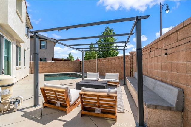4360 Rima Dr, Fontana, CA 92336 - fenced backyard with an outdoor hangout area and a patio