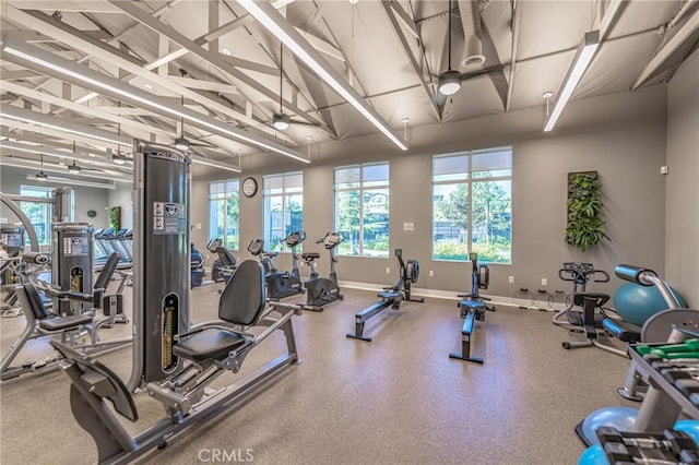 1544 Big Bnd, Beaumont, CA 92223 - workout area featuring high vaulted ceiling and beamed ceiling