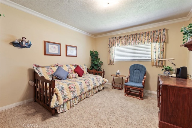 12429 Baker Ave, Chino, CA 91710 - carpeted bedroom featuring a textured ceiling and crown molding