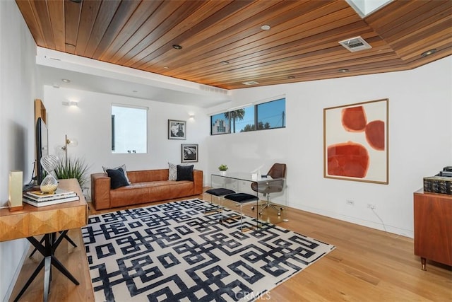 417 Sunset Ave Unit 1.2, Venice, CA 90291 - living room featuring wood finished floors and wooden ceiling