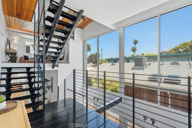 417 Sunset Ave Unit 1.2, Venice, CA 90291 - stairs with wooden ceiling