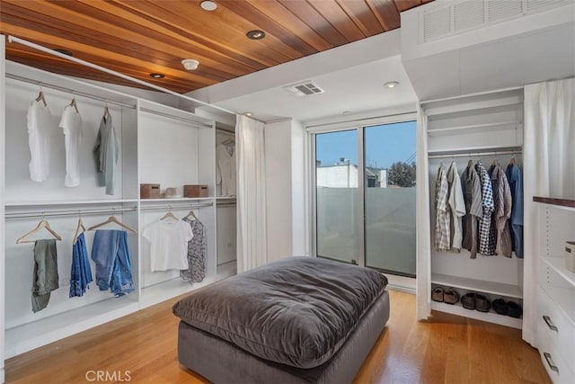 417 Sunset Ave Unit 1.2, Venice, CA 90291 - bedroom featuring wood finished floors, recessed lighting, wood ceiling, and access to exterior