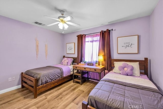 3715 Surrey, Yucca Valley, CA 92284 - bedroom with wood finished floors and ceiling fan