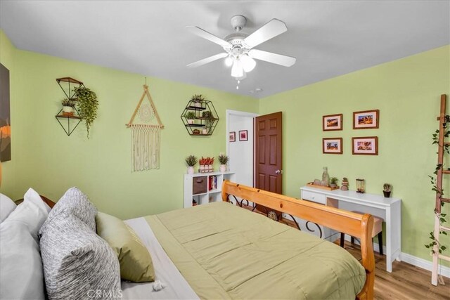 3715 Surrey, Yucca Valley, CA 92284 - bedroom featuring wood finished floors and ceiling fan