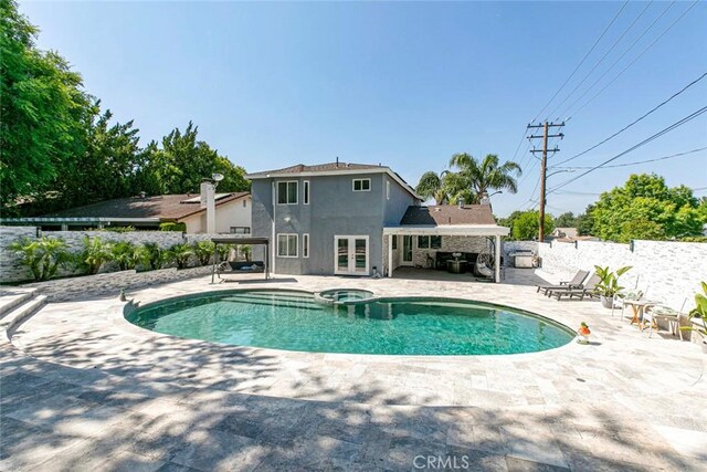 23500 Lloyd Houghton Pl, Newhall, CA 91321 - view of pool featuring french doors, a patio, and a pool with connected hot tub