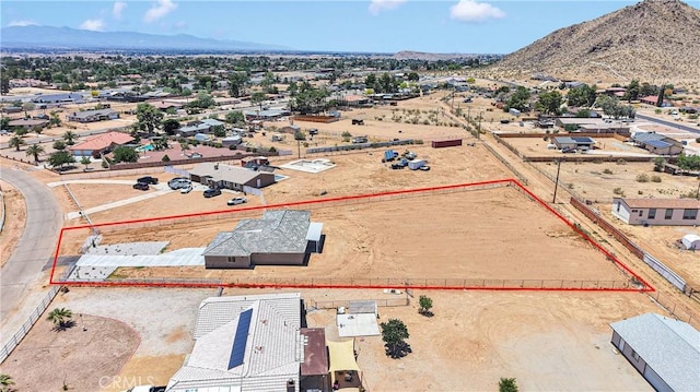 20020 Symeron Rd, Apple Valley, CA 92307 - aerial overview of property's location with property boundaries highlighted and a mountain backdrop