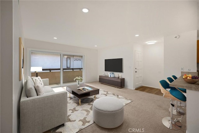 2521 W Sunflower Ave Unit R8, Santa Ana, CA 92704 - carpeted living area featuring recessed lighting and baseboards