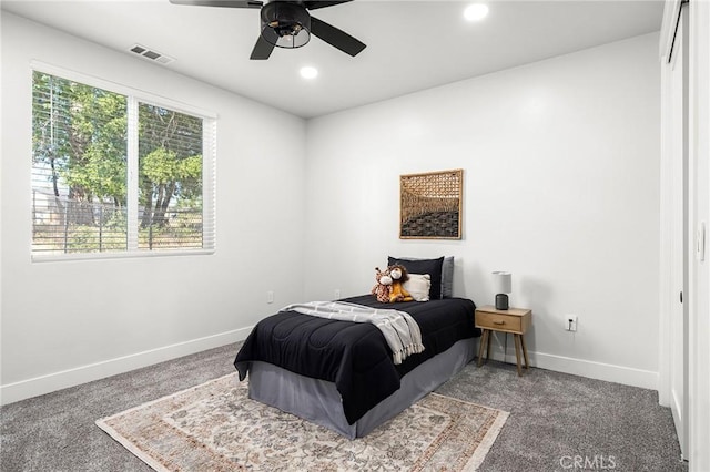 1340 Jeannie Ln, Paradise, CA 95969 - carpeted bedroom with recessed lighting and ceiling fan