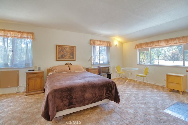 960 Snowbird Rd, Wrightwood, CA 92397 - bedroom with carpet floors and vaulted ceiling