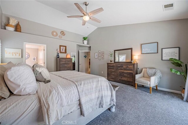 3486 Cascade Creek Ave, Merced, CA 95340 - carpeted bedroom featuring vaulted ceiling and ceiling fan