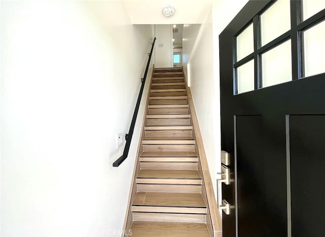 624 W 38th St, San Pedro, CA 90731 - stairs with wood finished floors and a towering ceiling