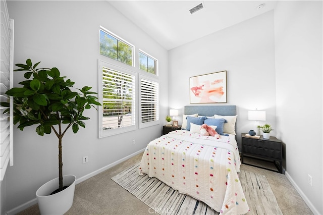 83 City Stroll, Irvine, CA 92620 - bedroom featuring carpet floors, multiple windows, and high vaulted ceiling