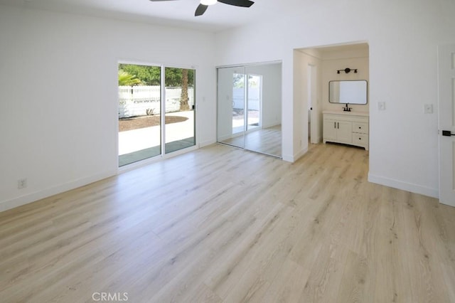 14163 Wimbleton Dr, Victorville, CA 92395 - spare room with ceiling fan and light wood-style flooring