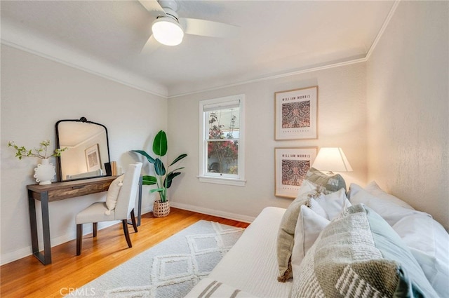 5855 Lemon Ave, Long Beach, CA 90805 - bedroom featuring wood finished floors, crown molding, and a ceiling fan