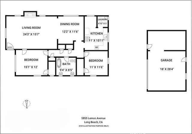 5855 Lemon Ave, Long Beach, CA 90805 - view of floor plan / room layout