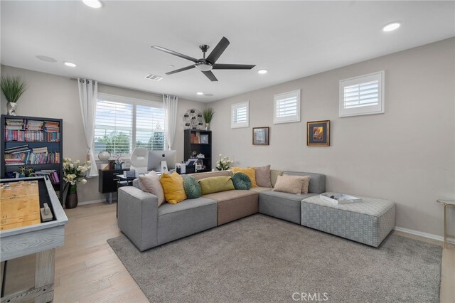 10554 Cannon Dr, Rancho Cucamonga, CA 91730 - living area featuring ceiling fan, recessed lighting, and light wood-style flooring