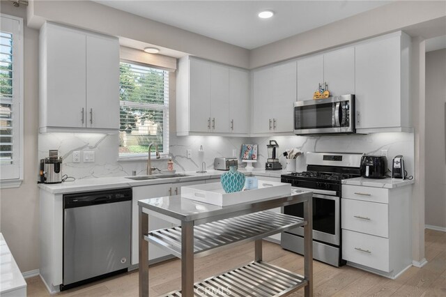 10554 Cannon Dr, Rancho Cucamonga, CA 91730 - kitchen with appliances with stainless steel finishes, light countertops, decorative backsplash, white cabinets, and recessed lighting