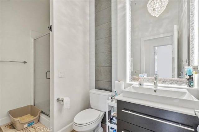 949 Moody Pl, Claremont, CA 91711 - bathroom featuring vanity, a stall shower, and a chandelier