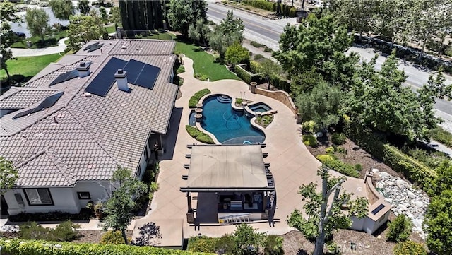949 Moody Pl, Claremont, CA 91711 - aerial view of property and surrounding area with a pool