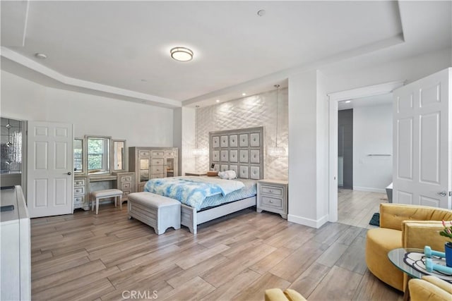 949 Moody Pl, Claremont, CA 91711 - bedroom with a tray ceiling, light wood-type flooring, and recessed lighting