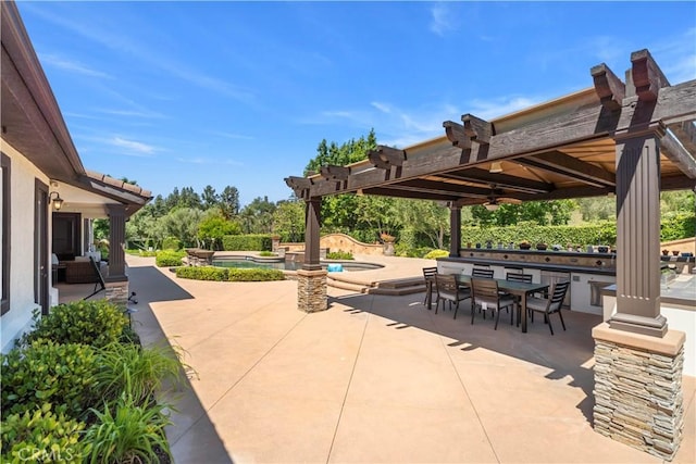 949 Moody Pl, Claremont, CA 91711 - view of patio / terrace with an outdoor pool, a jacuzzi, and outdoor dining area
