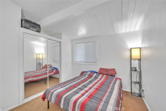 17109 E Orkney St, Azusa, CA 91702 - bedroom with carpet flooring, a closet, and wooden ceiling