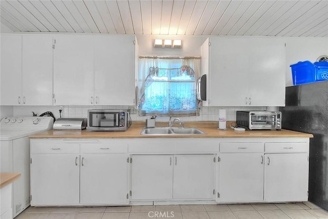 17109 E Orkney St, Azusa, CA 91702 - kitchen with stainless steel microwave, light countertops, white cabinetry, and wood ceiling