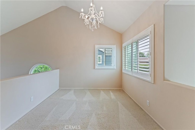 2547 Orange Ave Unit D, Costa Mesa, CA 92627 - carpeted spare room featuring lofted ceiling and a chandelier