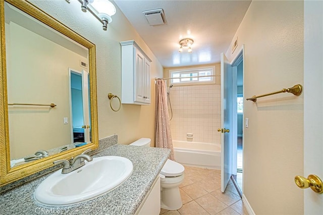 25312 Cassandra Ct, Mission Viejo, CA 92691 - bathroom with vanity, tile patterned flooring, and shower / bathtub combination with curtain