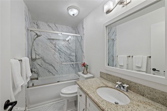 56 Ashbrook, Irvine, CA 92604 - full bathroom with vanity, shower / bath combination with glass door, and marble look tiles