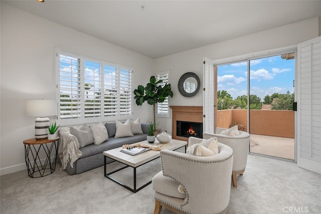 1501 Reggio Aisle, Irvine, CA 92606 - carpeted living room with plenty of natural light and a warm lit fireplace