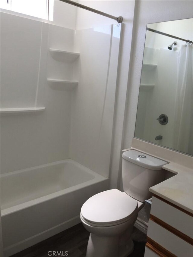 1509 W 146th St Unit 5, Gardena, CA 90247 - full bathroom with shower / bathtub combination with curtain, vanity, and wood finished floors