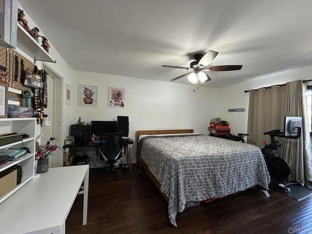 440 Citracado Pkwy Unit 30, Escondido, CA 92025 - bedroom featuring dark wood finished floors, ceiling fan, and an office area