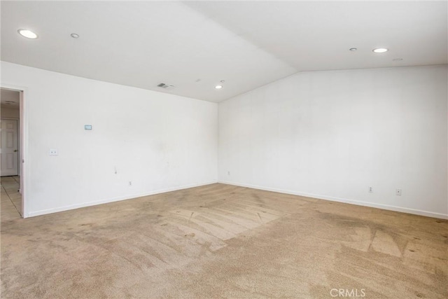 1802 Pummelo Dr, Redlands, CA 92374 - spare room with carpet, vaulted ceiling, and recessed lighting