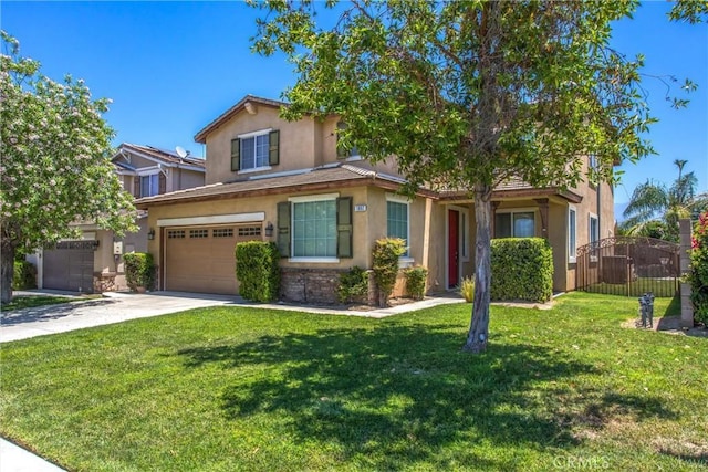 1802 Pummelo Dr, Redlands, CA 92374 - view of front of property with stucco siding, driveway, an attached garage, and a gate