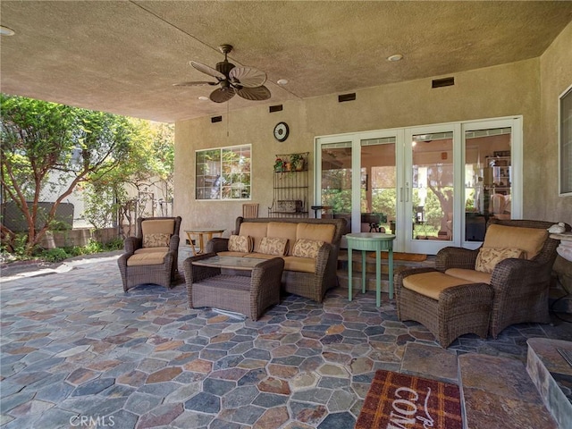 13815 Lexicon Ave, Sylmar, CA 91342 - view of patio featuring an outdoor hangout area and a ceiling fan