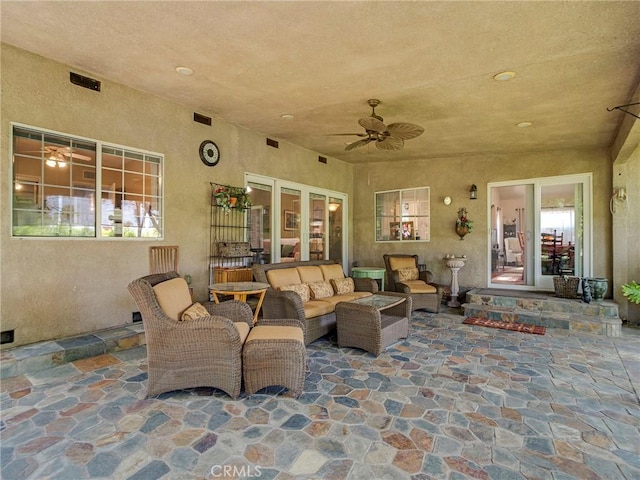 13815 Lexicon Ave, Sylmar, CA 91342 - view of patio featuring a ceiling fan and an outdoor living space
