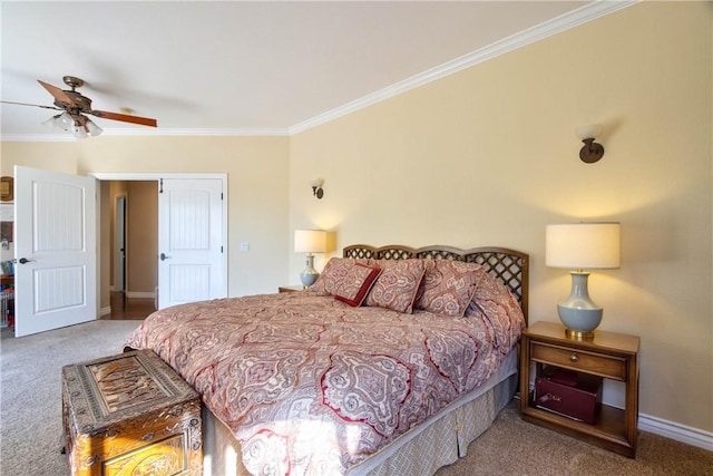 42768 El Calamar Rd, Temecula, CA 92590 - bedroom with carpet floors, ornamental molding, a closet, and a ceiling fan