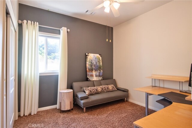 42768 El Calamar Rd, Temecula, CA 92590 - home office featuring ceiling fan and carpet flooring