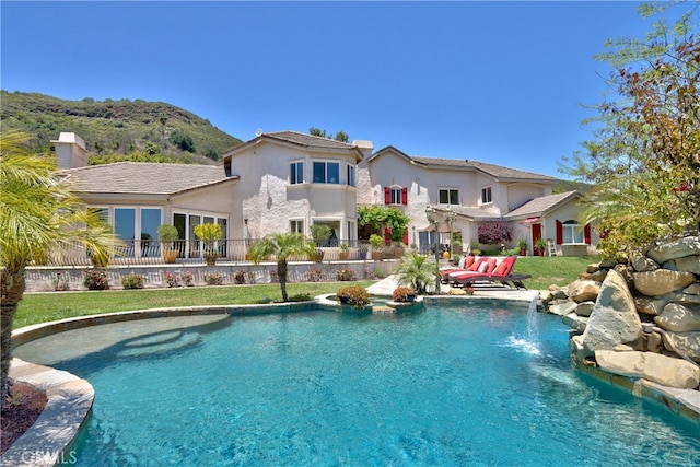 42768 El Calamar Rd, Temecula, CA 92590 - outdoor pool with a mountain view and a patio area