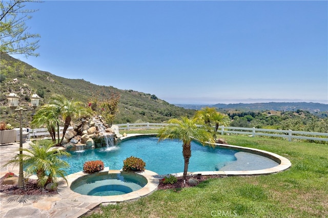 42768 El Calamar Rd, Temecula, CA 92590 - view of swimming pool with a mountain view and a pool with connected hot tub