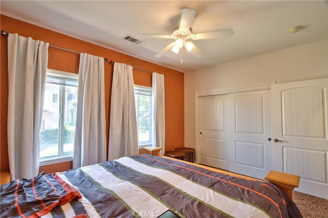 42768 El Calamar Rd, Temecula, CA 92590 - bedroom with a ceiling fan and a closet