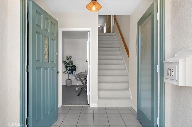 1715 Stanford Ave, Redondo Beach, CA 90278 - stairs featuring a textured wall and tile patterned floors