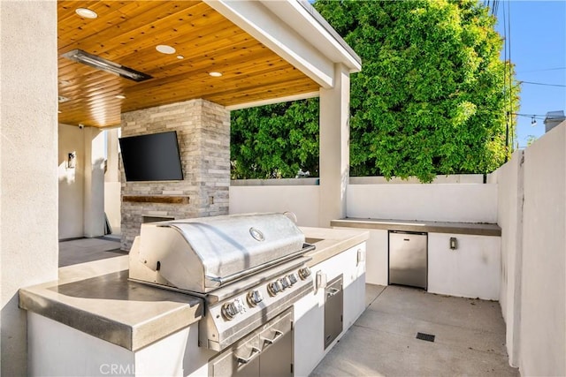 11385 Baskerville Rd, Rossmoor, CA 90720 - view of patio / terrace with area for grilling and a fireplace